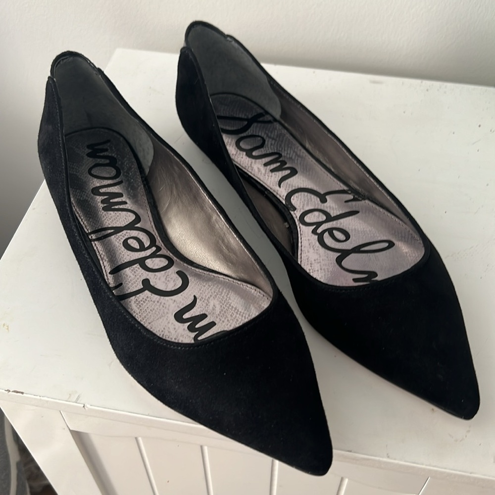 NEW Sam Edelman Sz 8.5M black leather man-made upper flats, leather back ankle